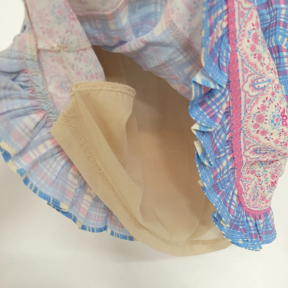 Anthropologie Plenty by Tracy Reese Plaid Ruffle Flower Mini Dress, size xsp. - Picture 6 of 16